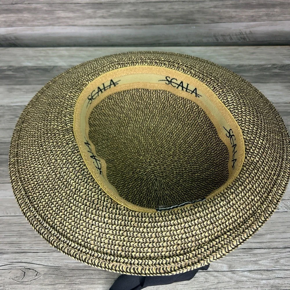 Scala Riviera Sunhat Womens Face Saver Braid Round Crown Brim
